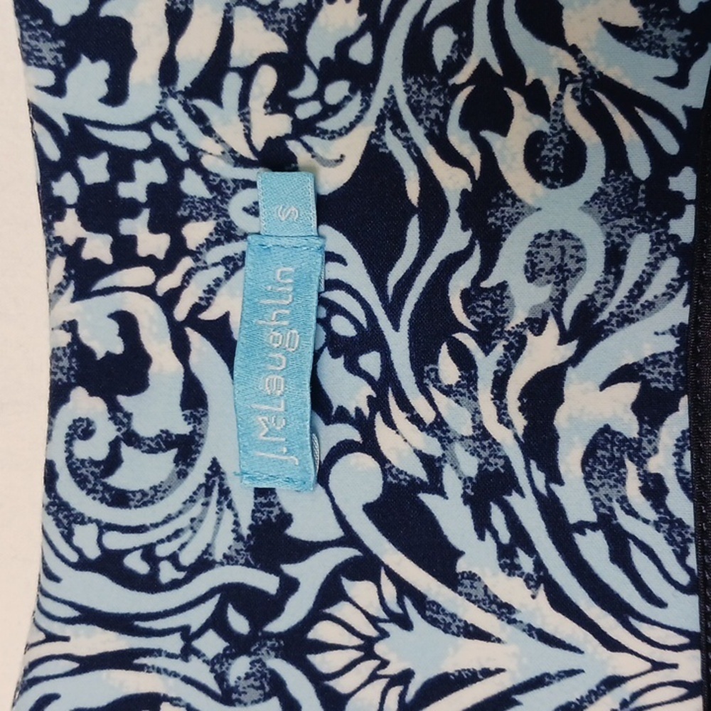 J. McLaughlin Scuba Zip Front A-Line Dress Blue White Women’s Small - Picture 3 of 7